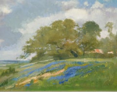 Spring in Weimer Texas Hill Country Bluebonnets, Oil   Texas Landscape 18" x 24"