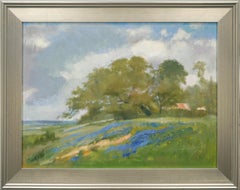 Spring in Weimer Texas Hill Country Bluebonnets, Oil   Texas Landscape 18" x 24"