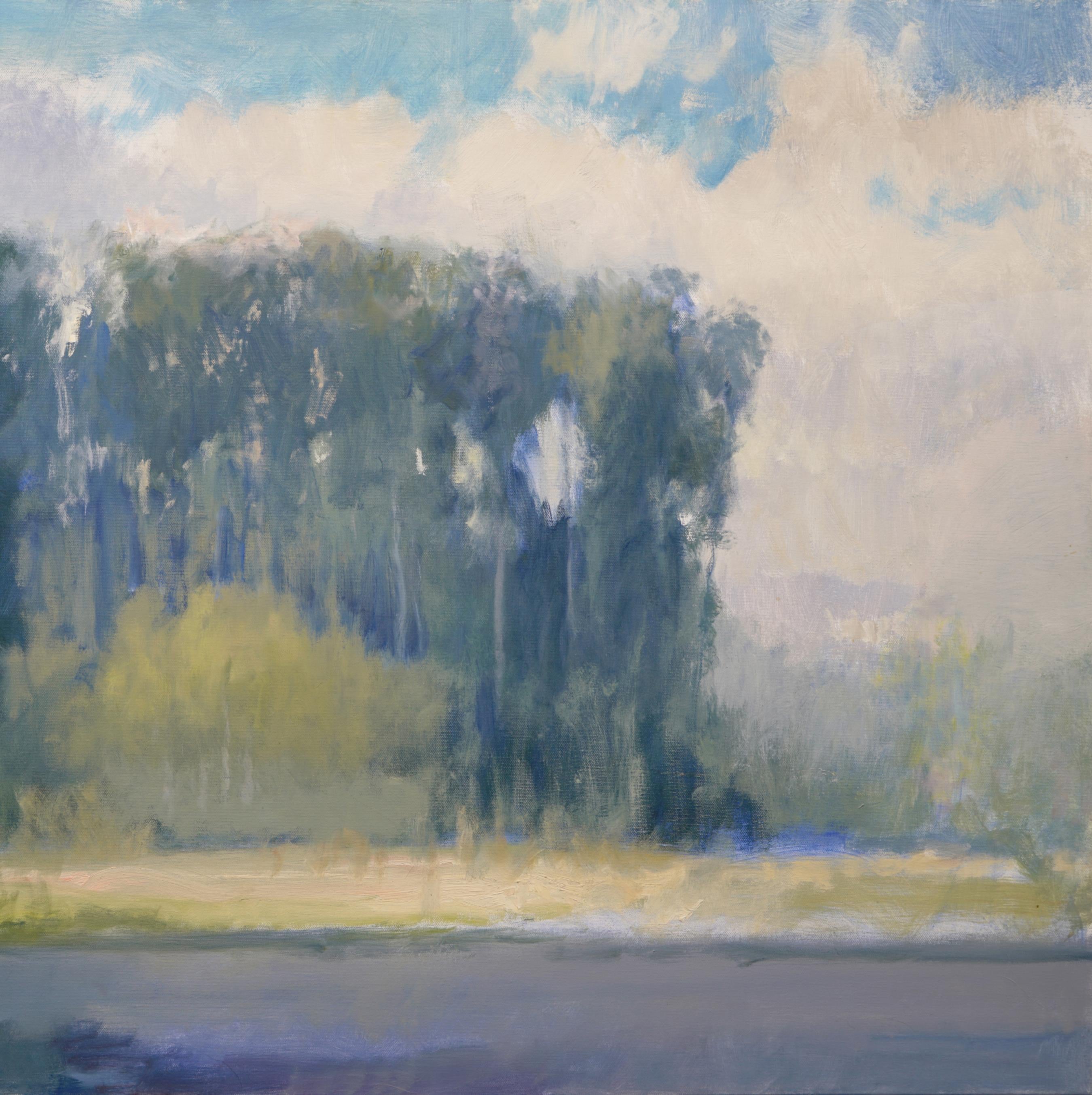 Arbres debout, paysage du Texas, huile, impressionnisme américain, grange, soleil 30X40 - Impressionnisme américain Painting par Steve Parker