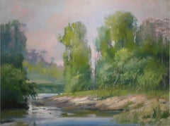 Sunset at Bayou Bend #2 MFAH Texas Landscape Oil Impressionism  Buffalo Bayou