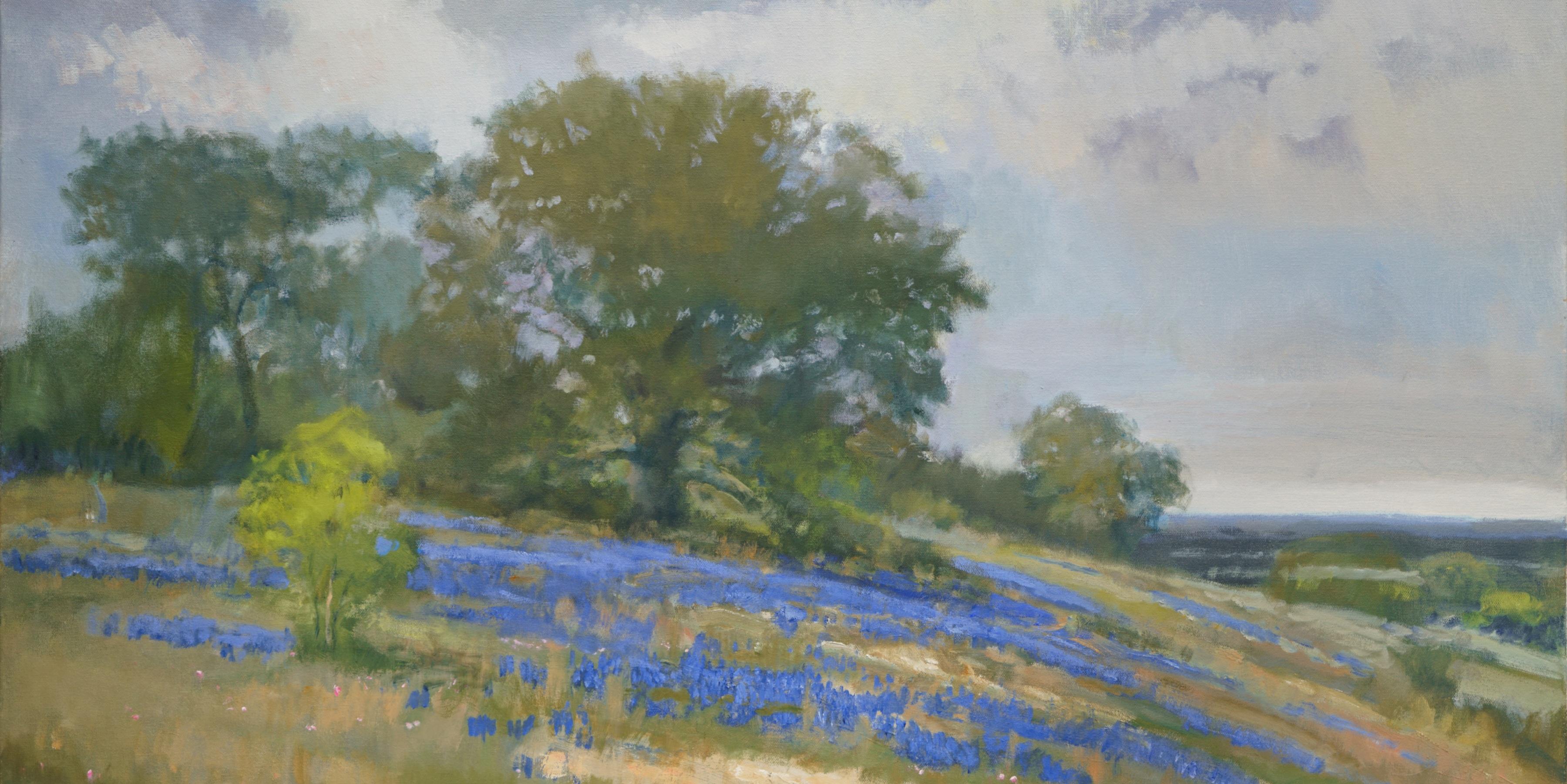 Colinas de Texas  está pintado a partir de un estudio plein aire de un día en el Hill Country de Texas, situado en los alrededores de Brenham y Chapel Hill... Esto se pintó en primavera, cuando los bluebonnets estaban  en plena floración.. Es