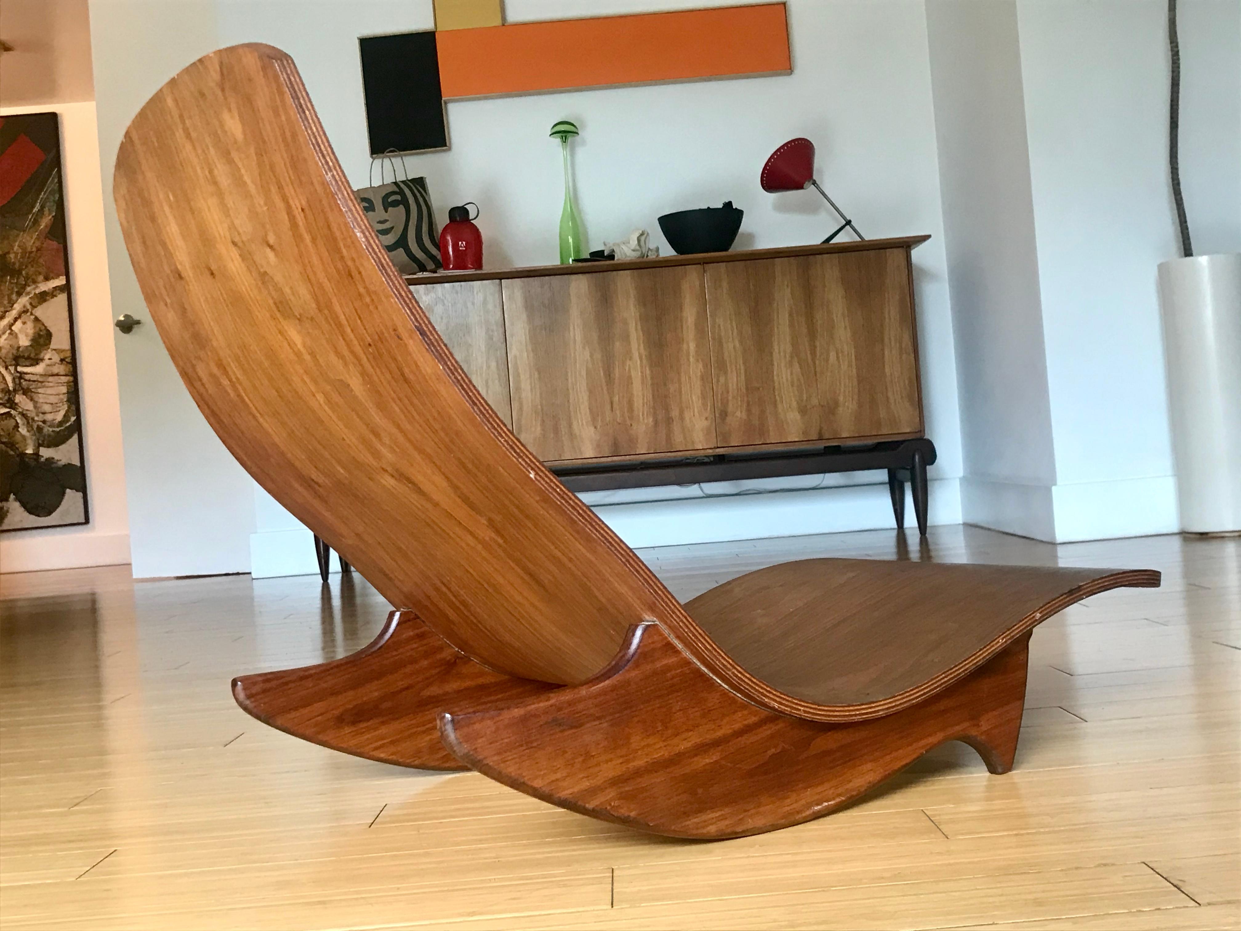 Wood Steve Rieman Low Rocker Lounge Chair