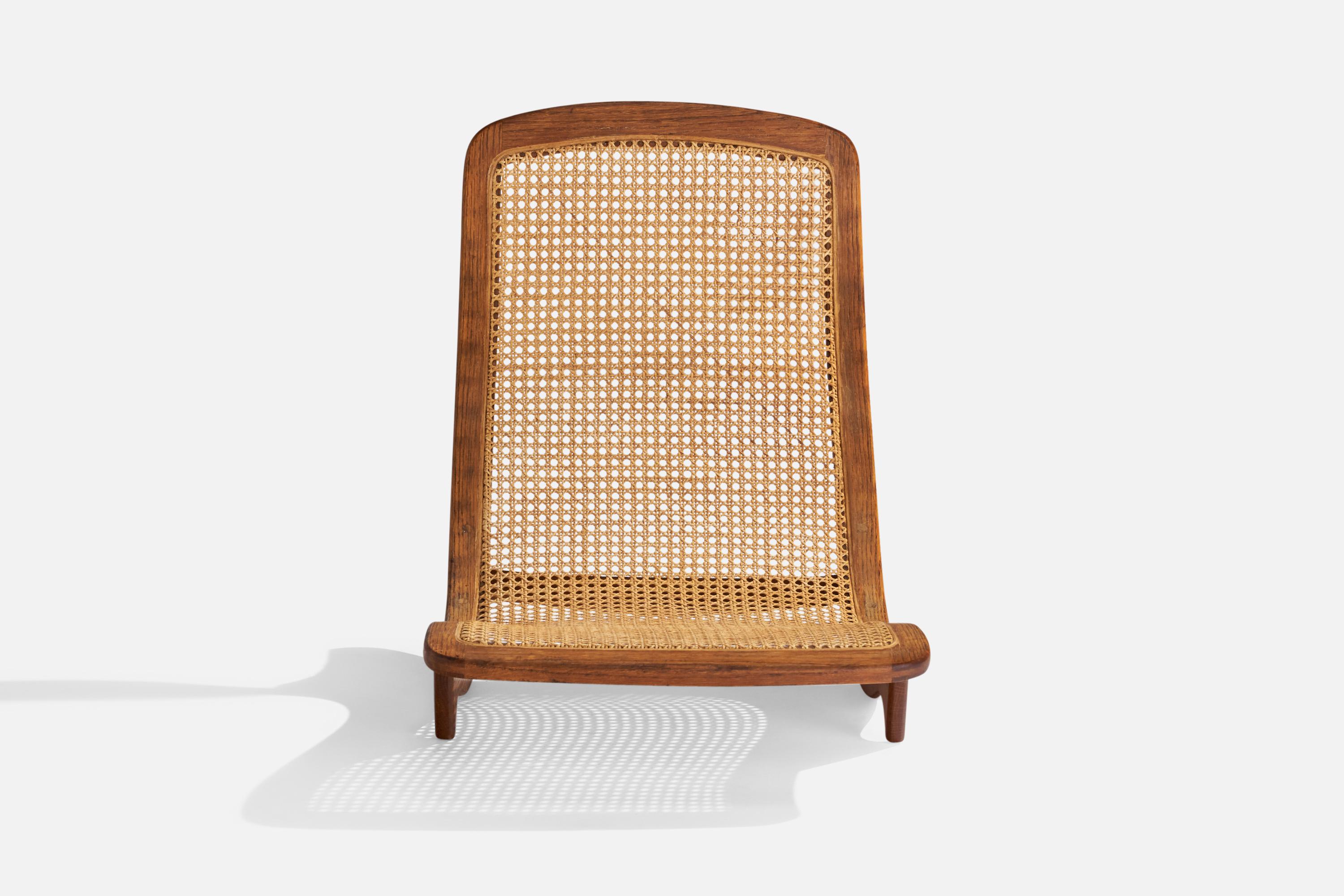 Steve Rieman, Rocking Chaise Longue, Teak, Rattan, USA, 1976 In Good Condition For Sale In High Point, NC