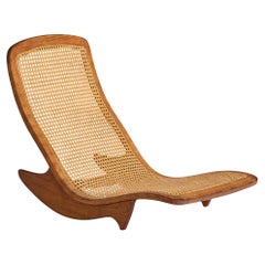 Steve Rieman, Rocking Chaise Longue, Teak, Rattan, USA, 1976