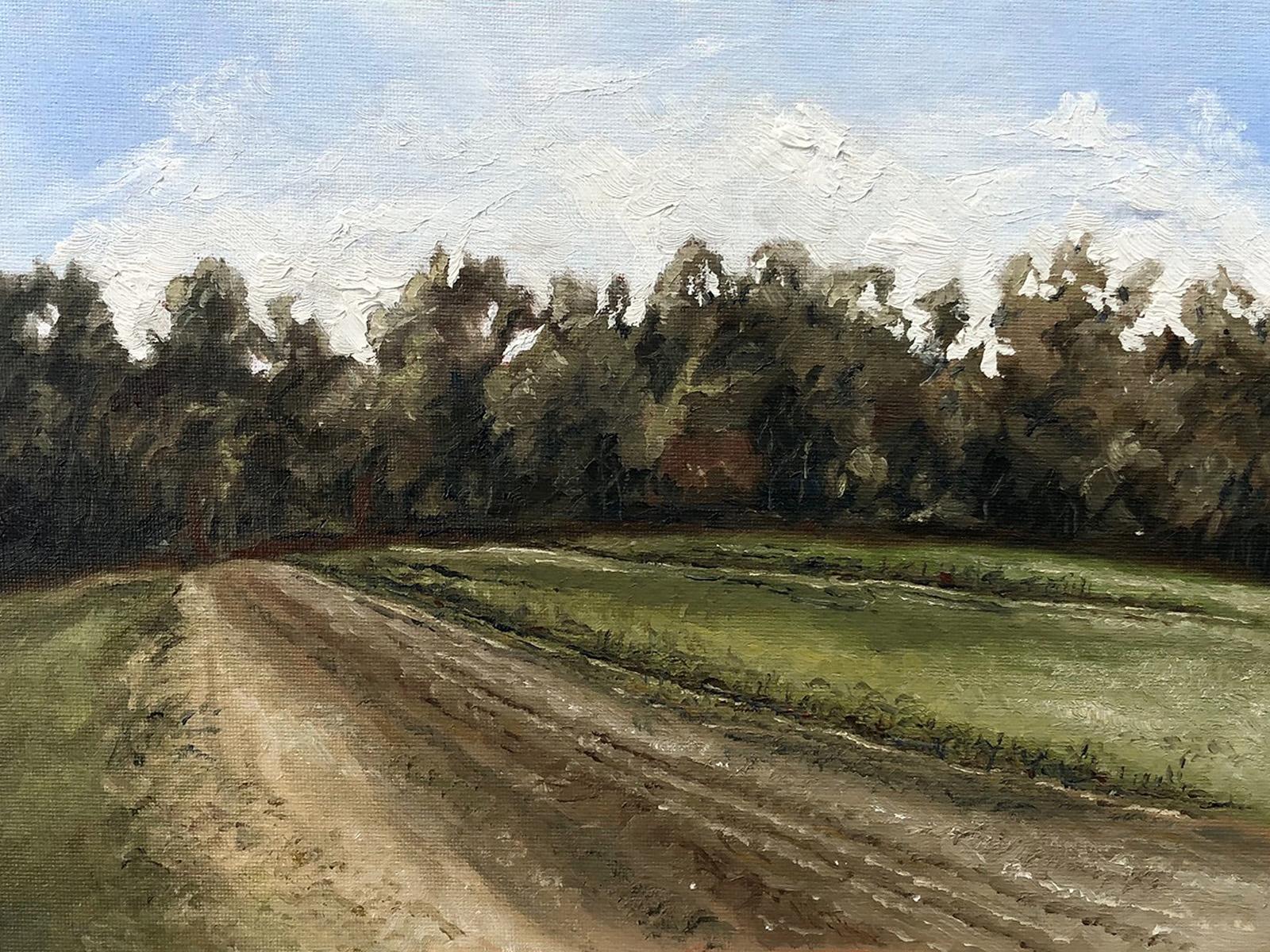 Steve Sangapore Landscape Painting - "New England, Spring #2", realist, landscape, Concord, crop field, oil painting
