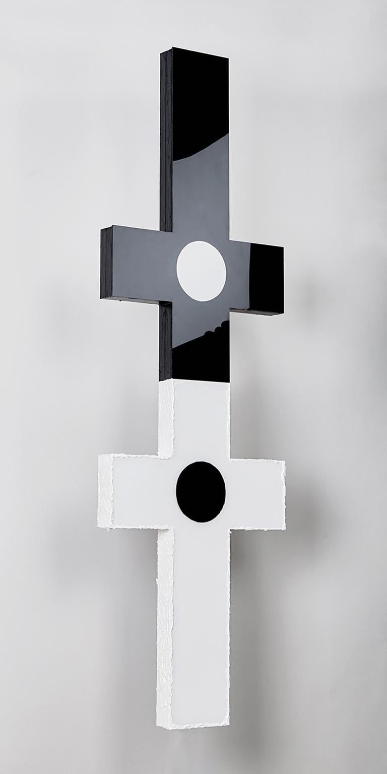 "I'm Neither Good Nor Evil, Or I'm Both", contemporary, modern, cross, sculpture - Sculpture by Steve Sangapore