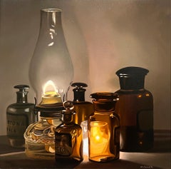 CANDLE STUDY - Photorealism / Vintage Candle Still Life / Glass Bottles
