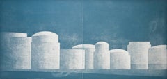 "Industrial Williamsburg #19", industrial landscape print, Brooklyn, blue gray.