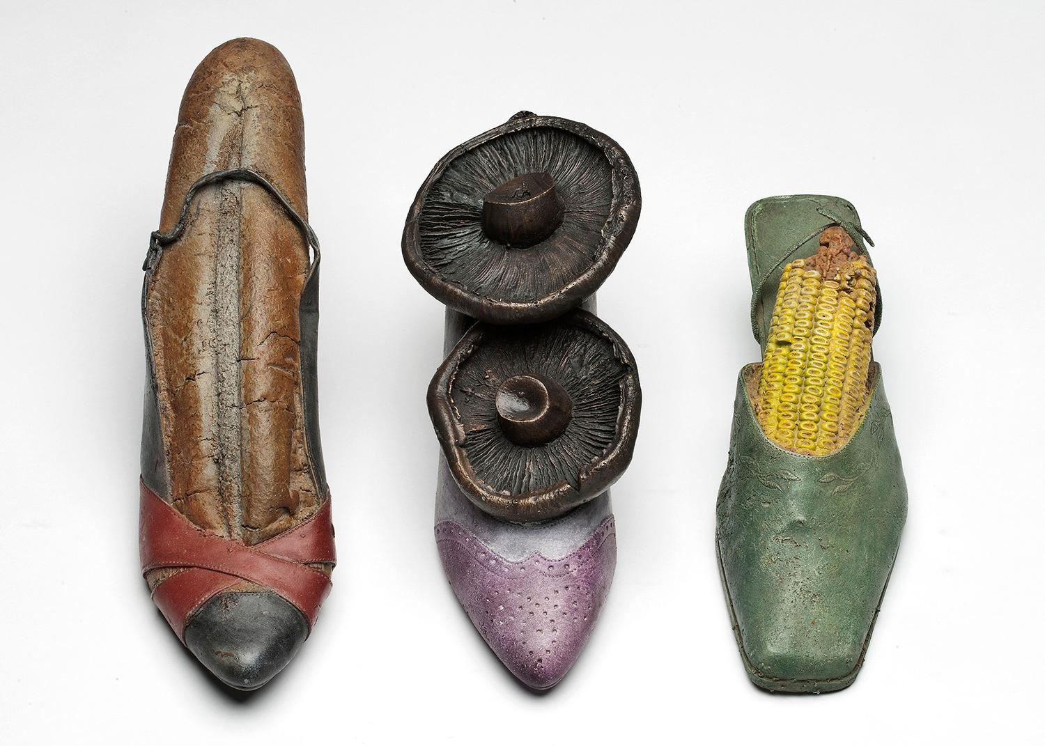 Steve Tobin Still-Life Sculpture - 3 Shoes - bronze shoe sculpture set