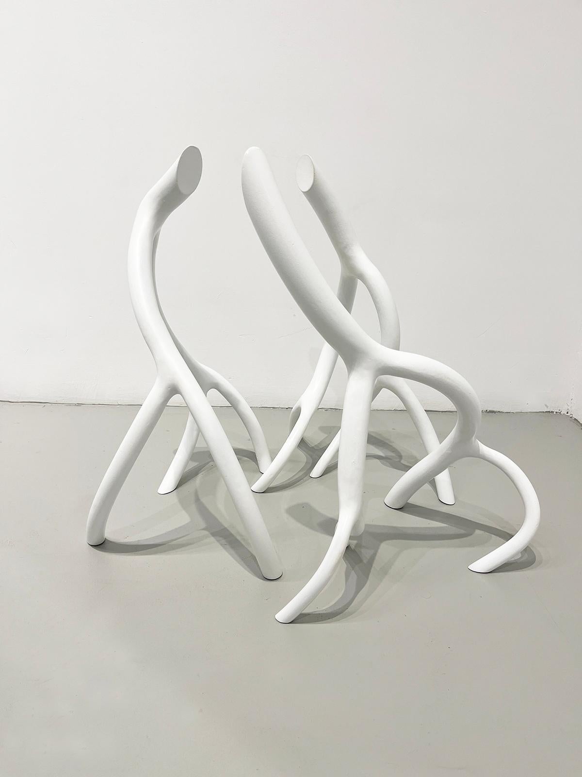Steve Tobin
3 Part White Roots, 2024
Forged and welded steel, multicoat acrylic paint
20 x 22 x 20 inches
STo002

Steve Tobin (b. 1957, Philadelphia) is a conceptual artist whose academic background has focused intensively on mathematics and physics