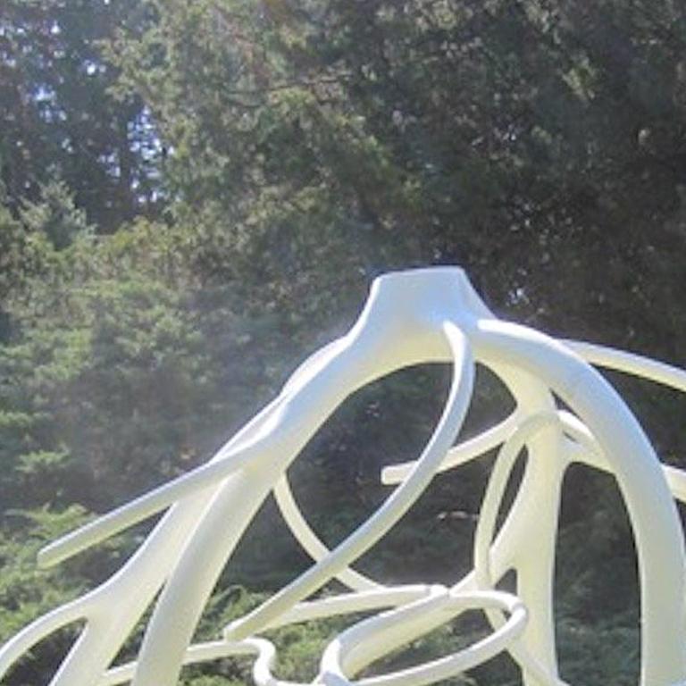 « Steelroot », grande sculpture abstraite contemporaine en métal blanc - Abstrait Sculpture par Steve Tobin
