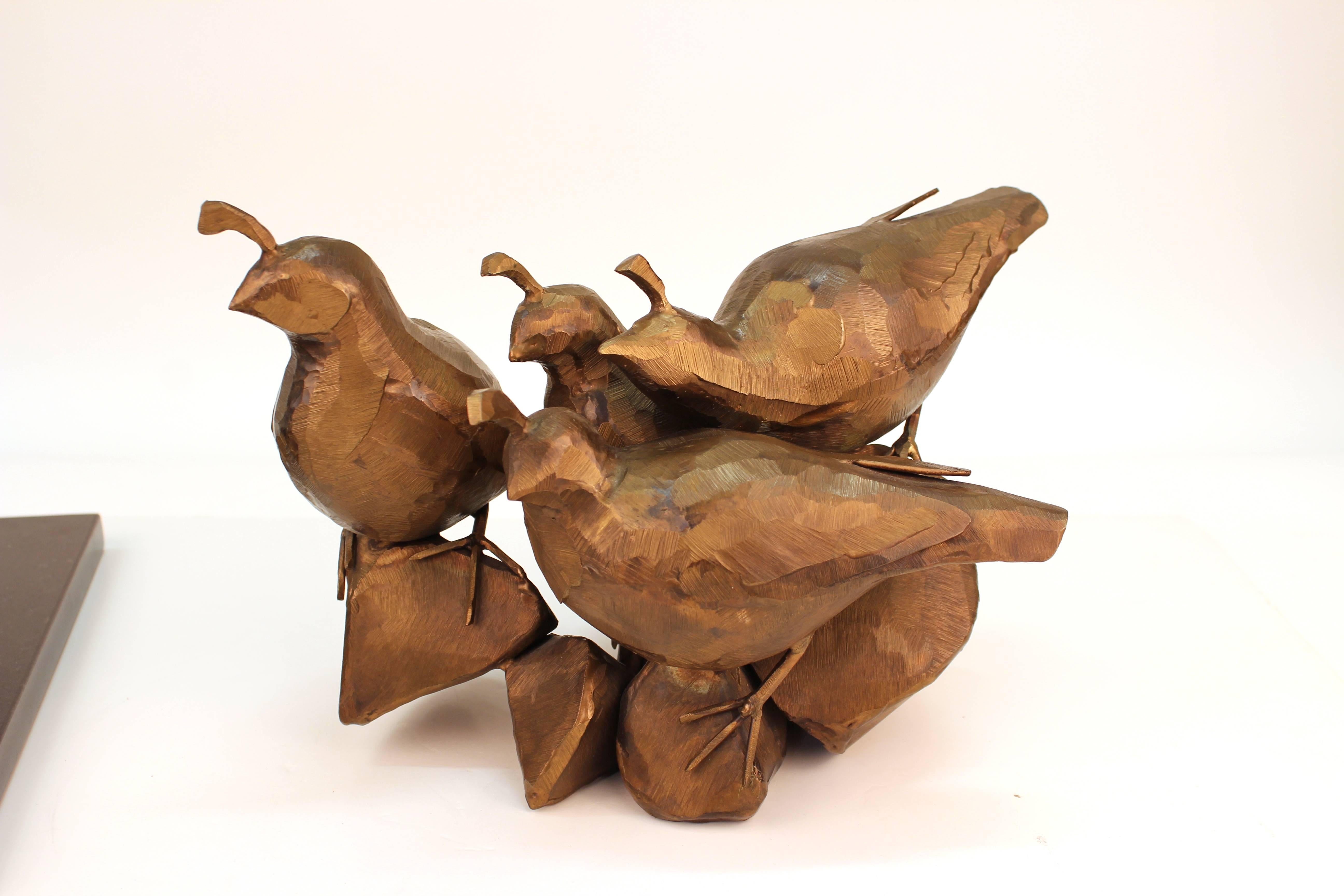 Steve Tyree Sculpture of Quails on Removable Marble Base 2