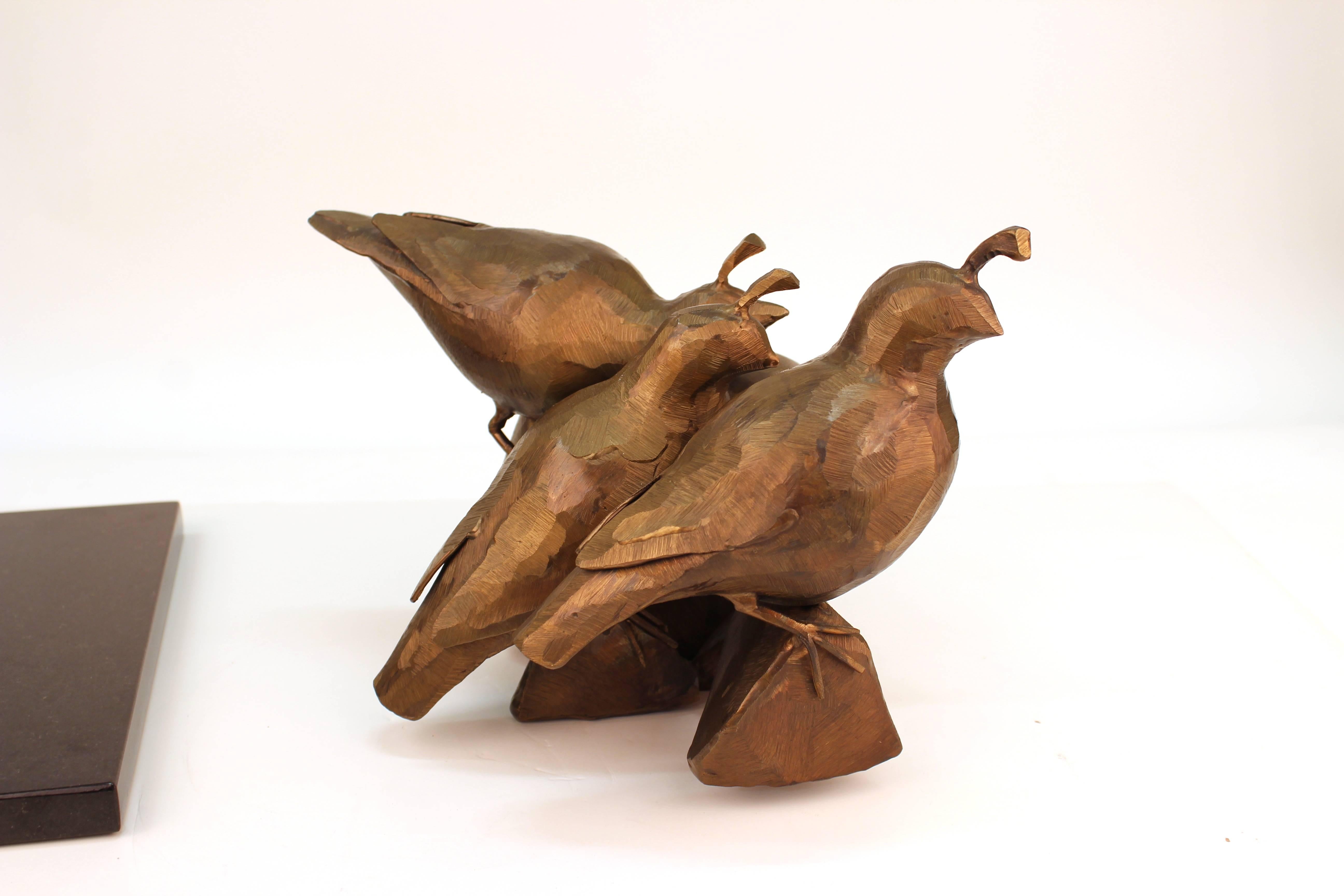Steve Tyree Sculpture of Quails on Removable Marble Base 3