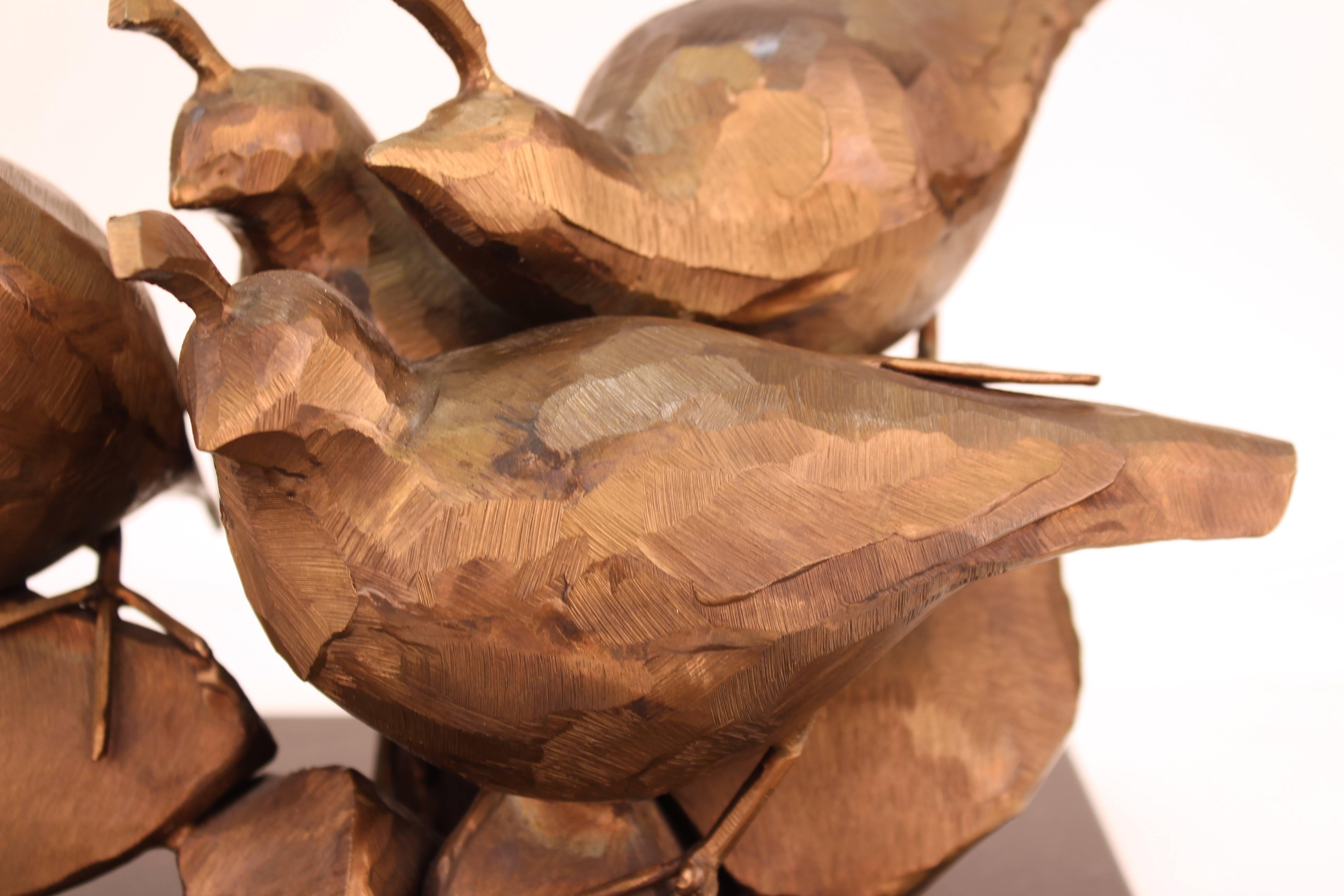 Steve Tyree Sculpture of Quails on Removable Marble Base In Good Condition In Astoria, NY