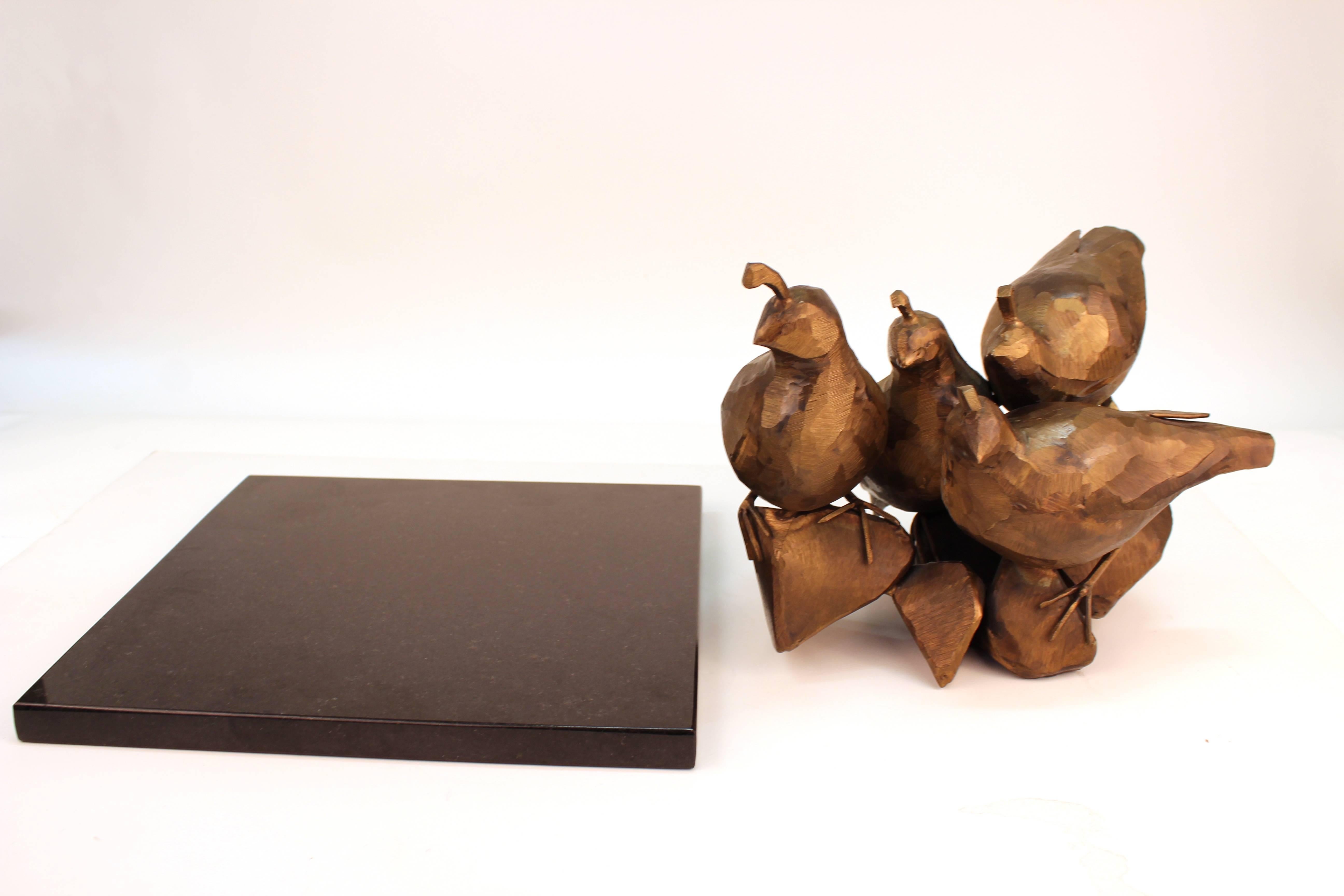 Steve Tyree Sculpture of Quails on Removable Marble Base 1