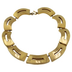 Steve Vaubel Textured Gold Tone Link Necklace