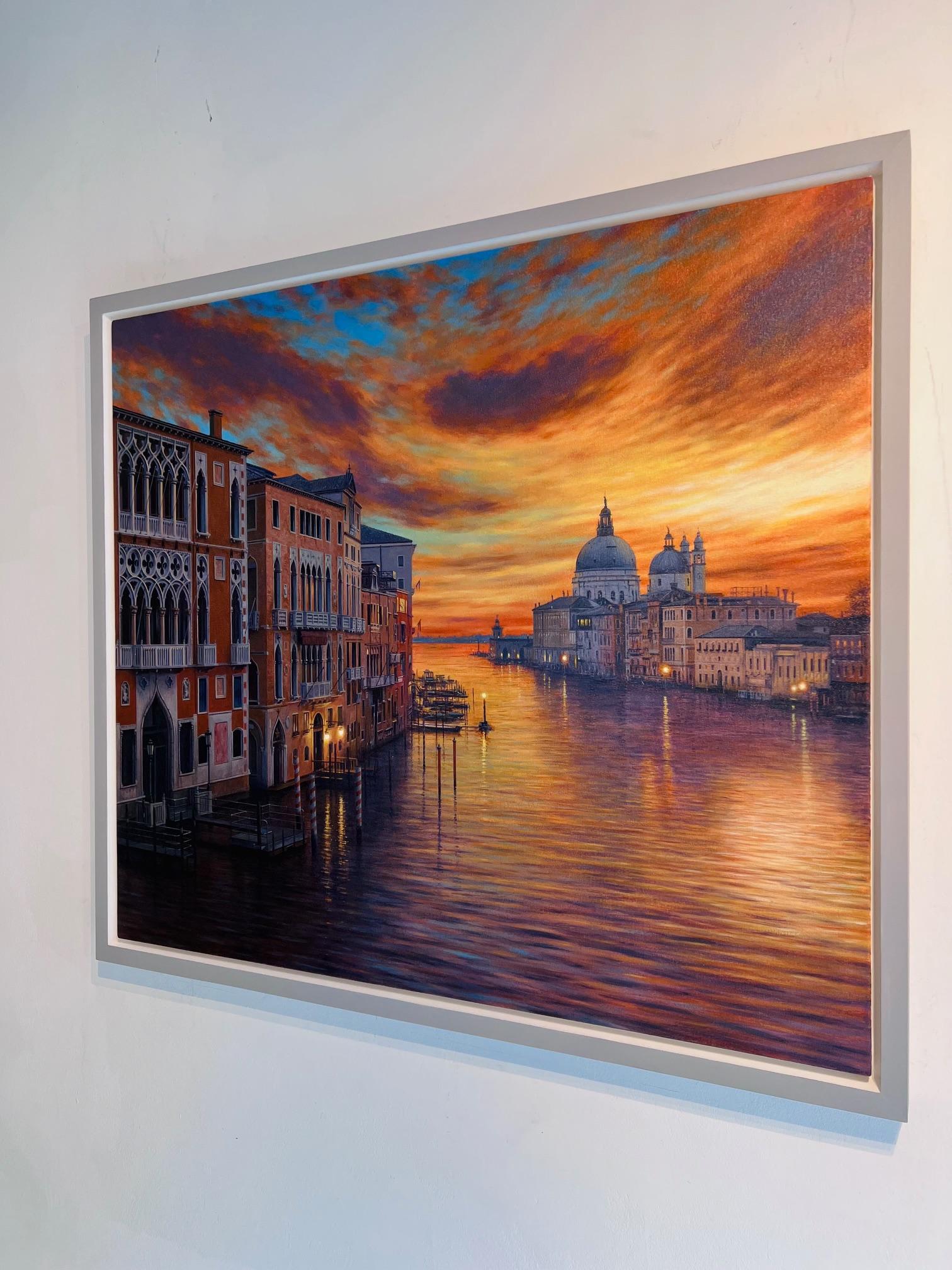 Amanecer en el Gran Canal - paisaje impresionista original - Arte contemporáneo - Painting Impresionista de Steve Whitehead
