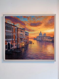 Grand Canal Sunrise-original realism Venice cityscape painting-contemporary Art