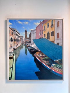 Rio San Barnaba, Impressionist Landscape, 91 x 81 cm Oil Painting