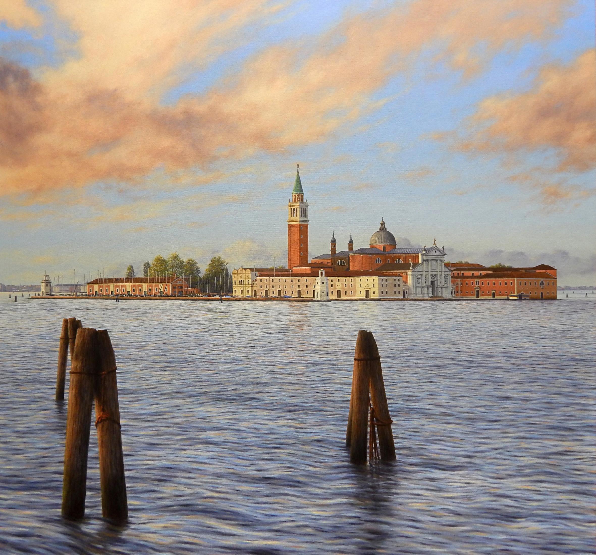Steve Whitehead Landscape Painting - San Giorgio Maggiore - original impressionism landscape - contemporary Art