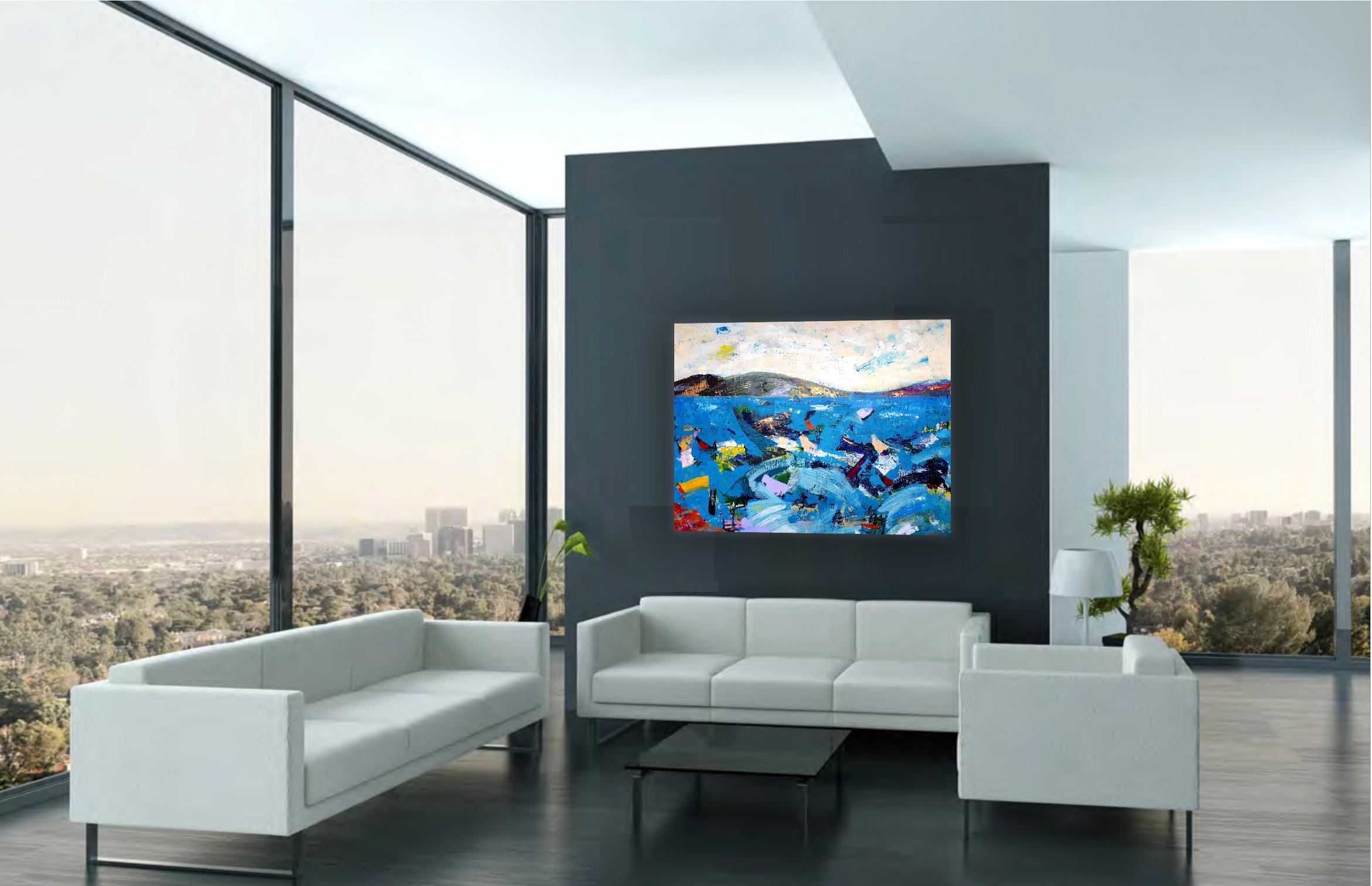 Ocean Views by Steve Willams - Contemporary Abstract seascape painting - Blue Abstract Painting by Steve Williams