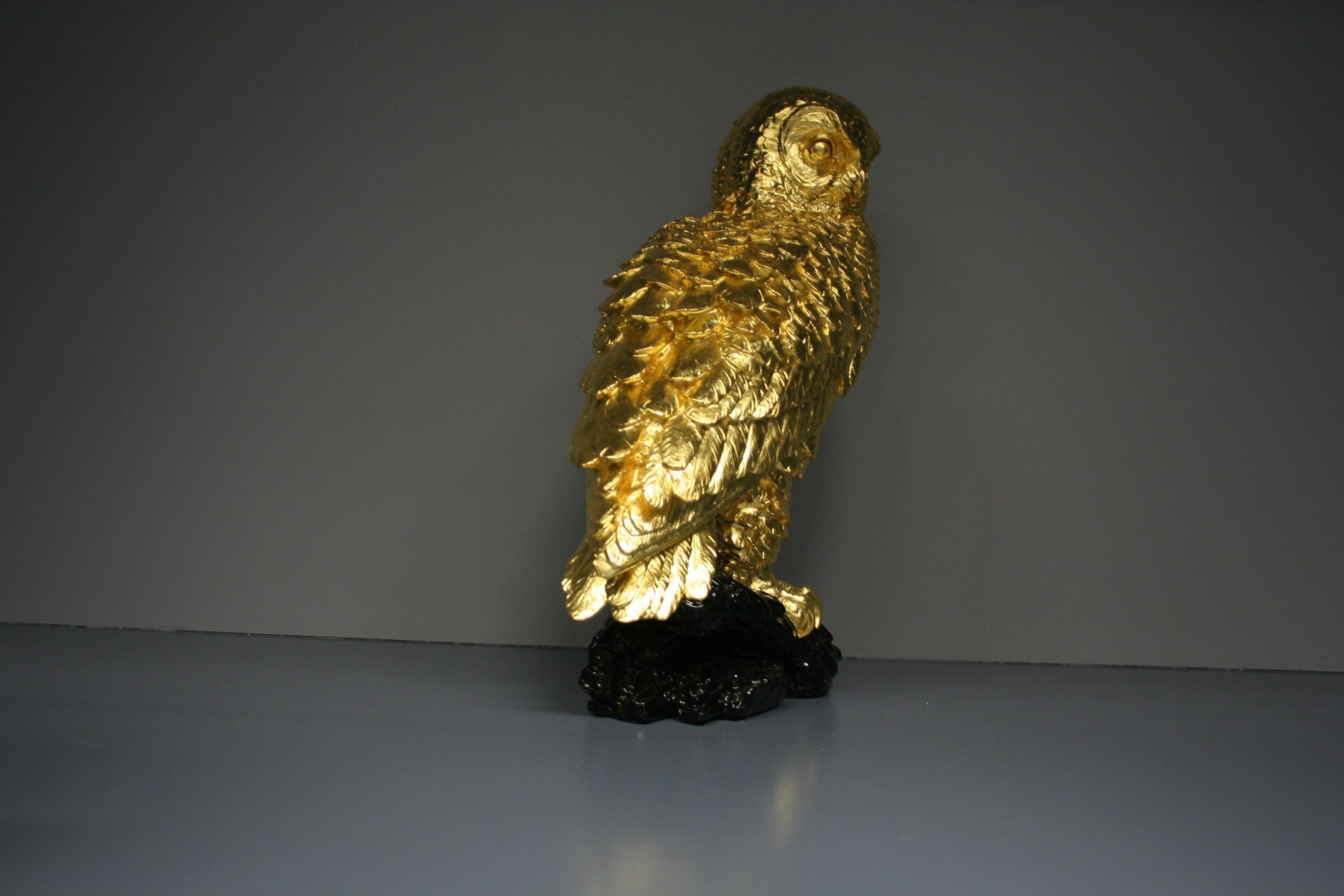 Golden owl 24 Karat gilded For Sale 1