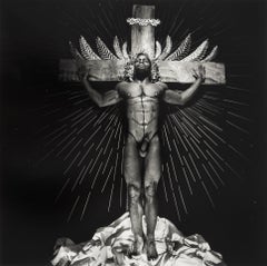 First Black Jesus, Black and White Staged Portrait photograph by Steven Arnold.