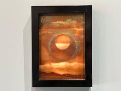 "Copper Moon" oil painting on copper, Full moon in the night sky