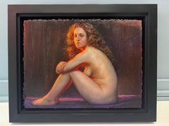 "Hanna" Assael Oil Painting of Nude Woman, Contemporary, Framed, 18.25x24.25inch