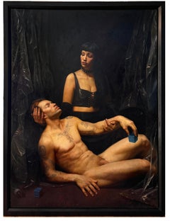M. Jackson et Mme Tara, huile sur toile contemporaine, 1998
