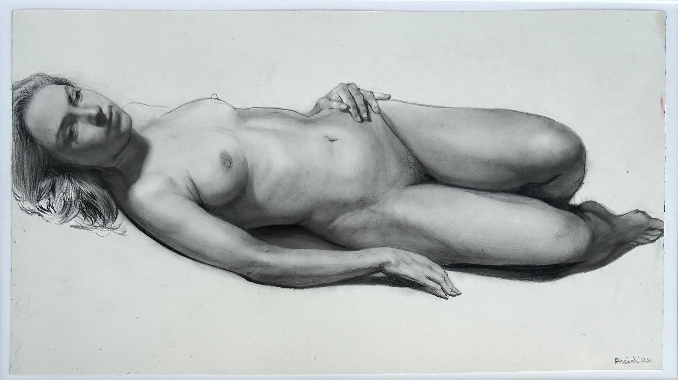 Steven Assael Signed Graphite, Crayon Nude Drawing, Titled 