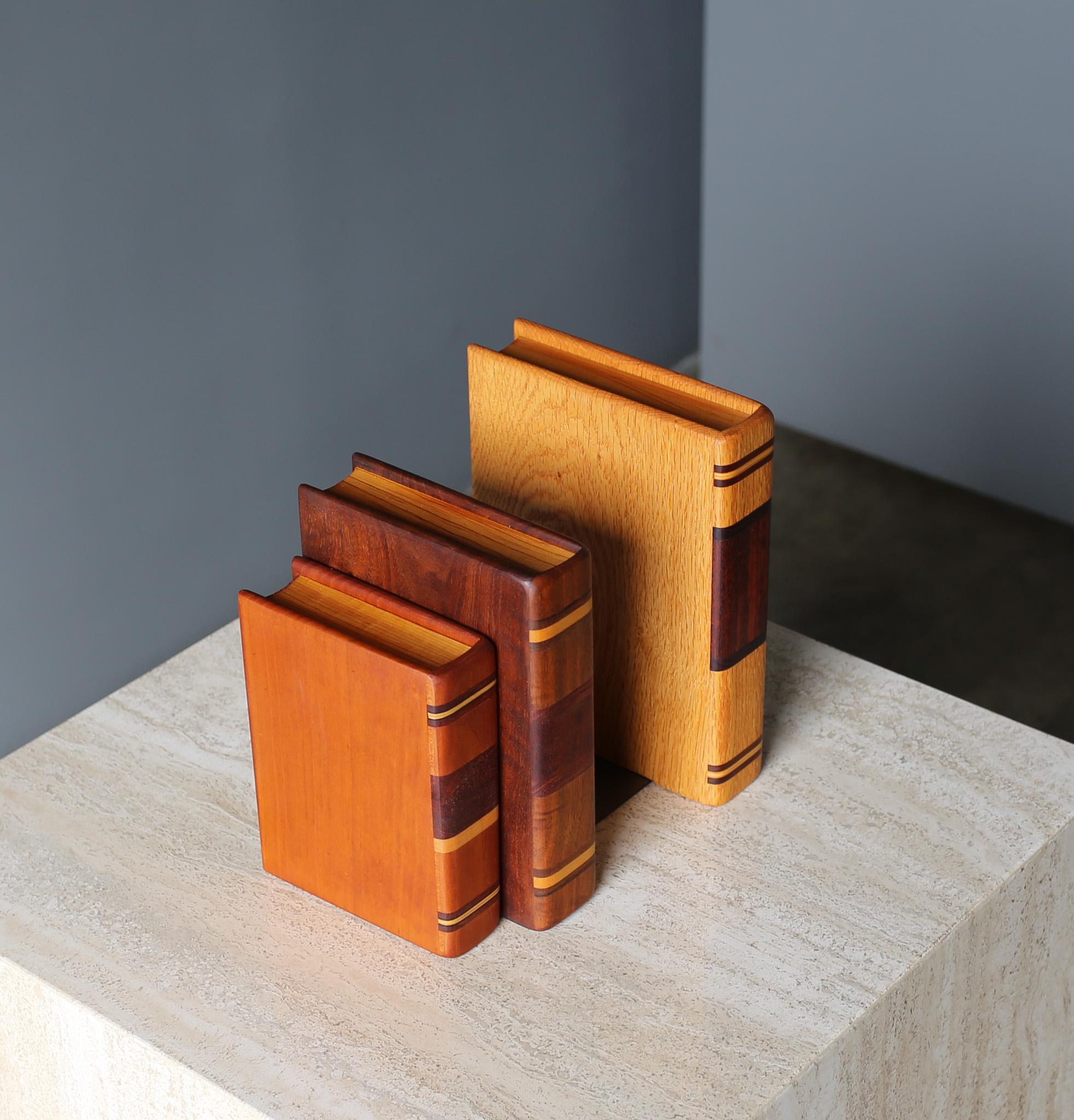 Mid-Century Modern Steven B. Levine Handcrafted Wood Bookends  For Sale