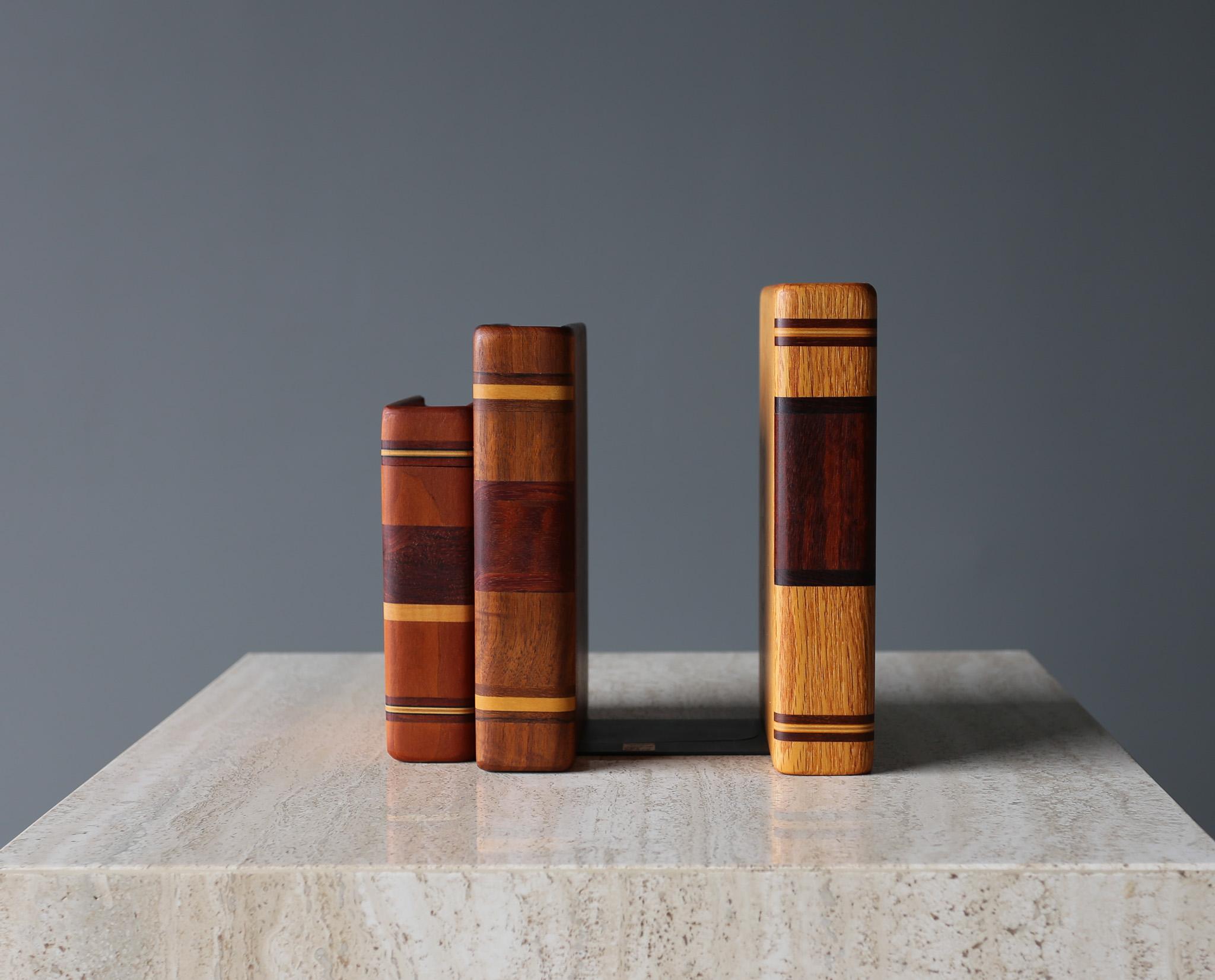 American Steven B. Levine Handcrafted Wood Bookends  For Sale