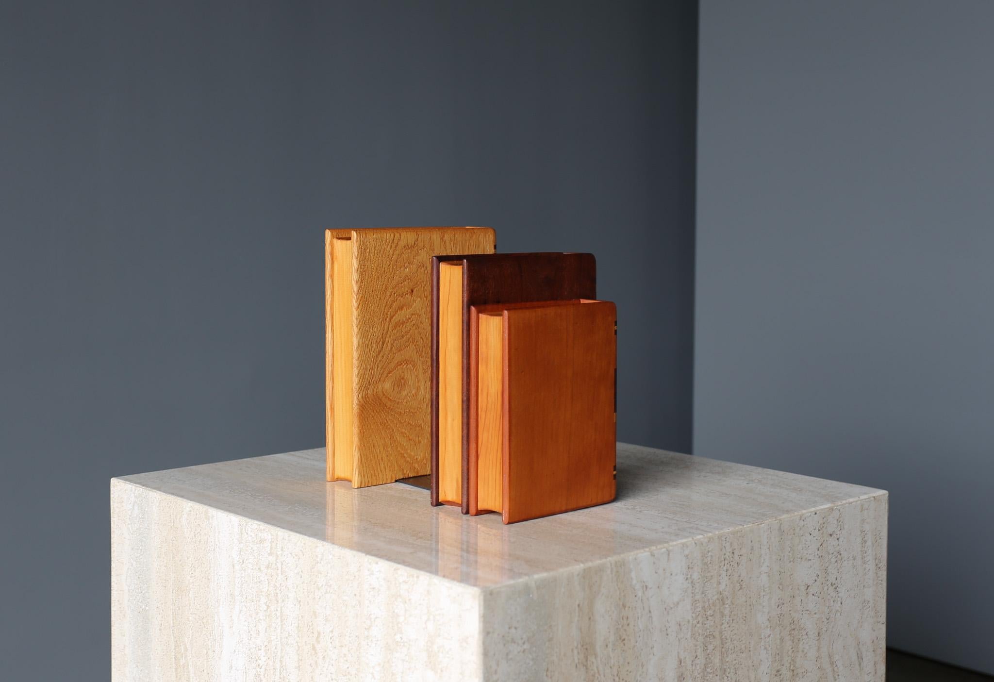 20th Century Steven B. Levine Handcrafted Wood Bookends  For Sale