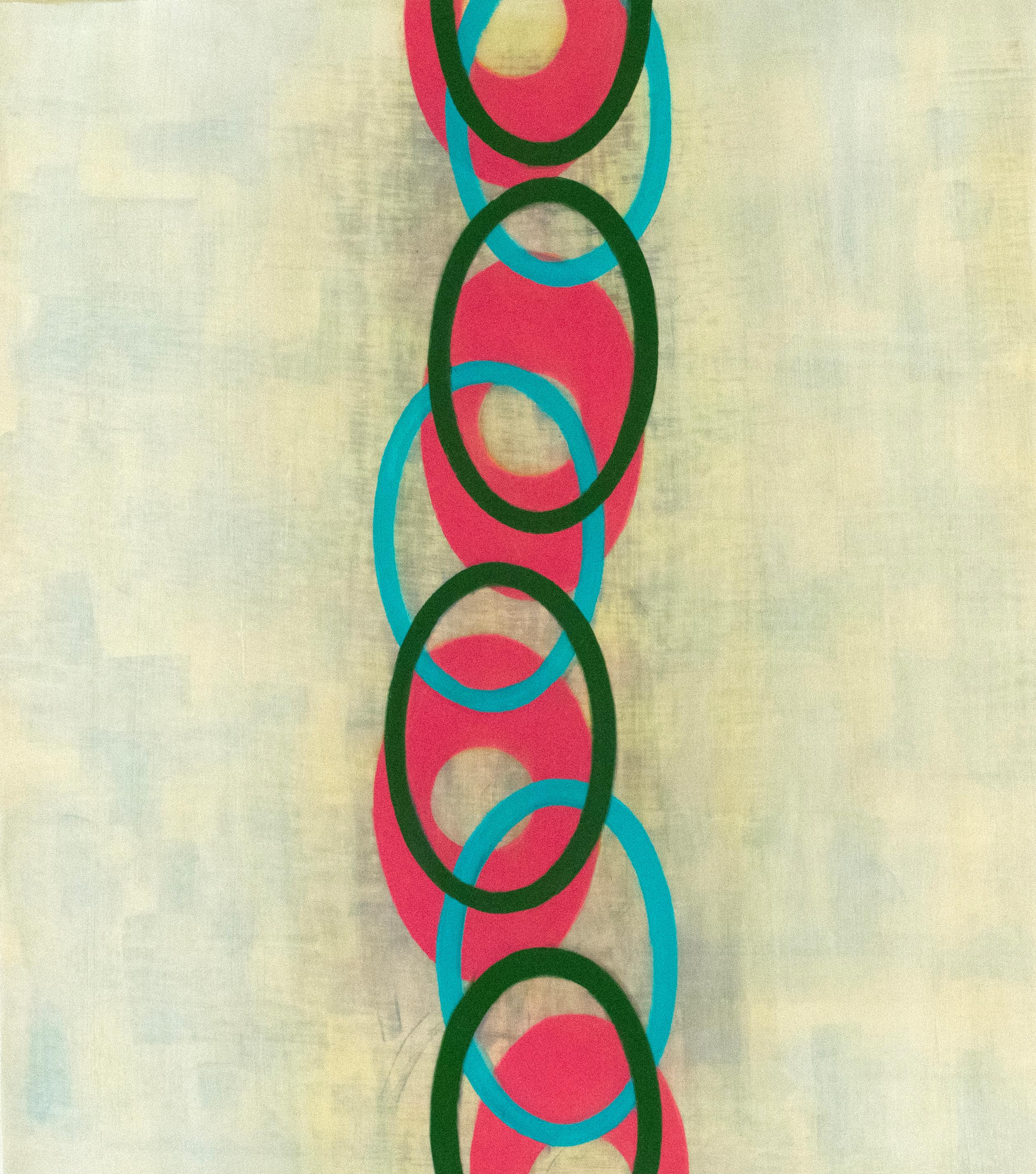 Abstract Painting di Steven Baris - "Stations of Attention D12" 2025 oil on Mylar 24 x 21 in.