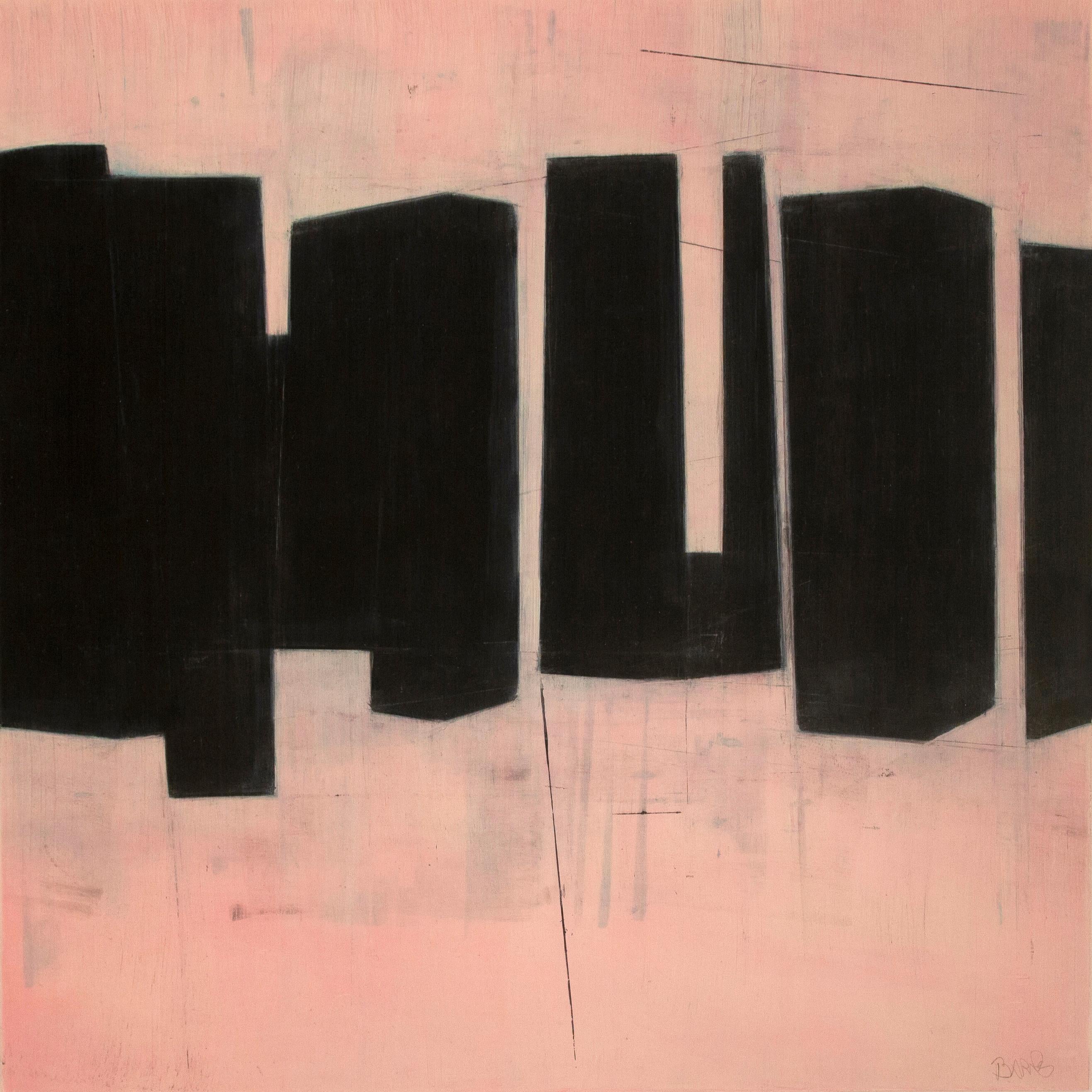 Steven Baris, Chunkchain A3, 2019, olio su mylar, 14 x 14 pollici in vendita 4