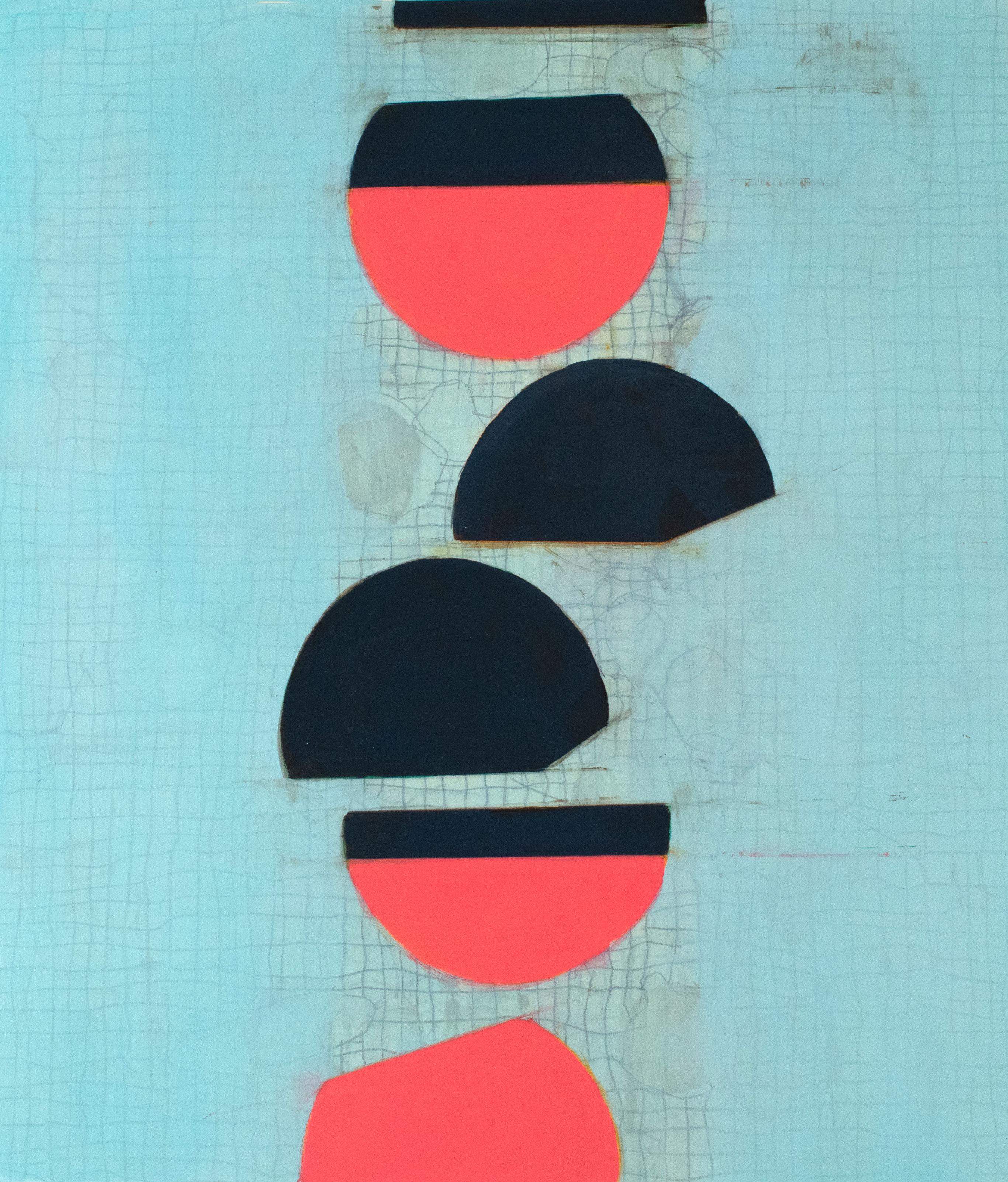 Steven Baris "Stazioni di attenzione Q5" Olio su Mylar