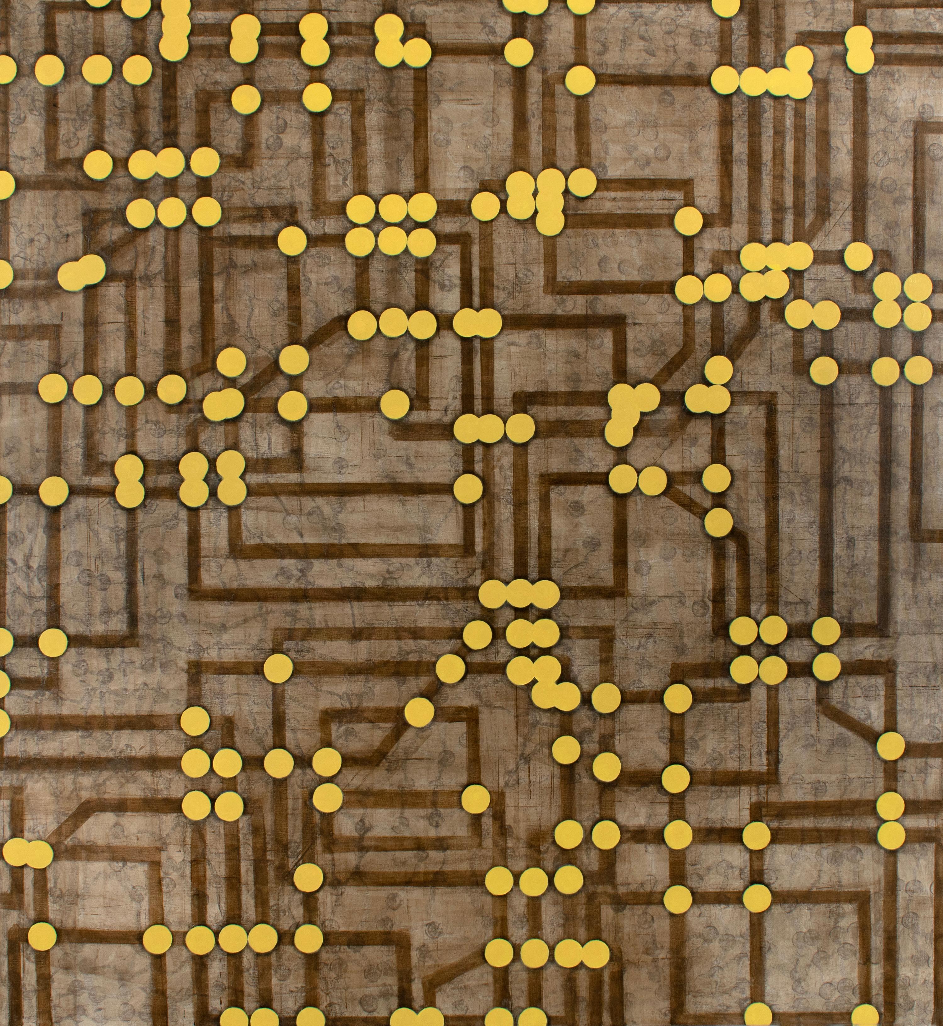 Steven Baris
Du bist hier E2, 2026
Öl auf Leinwand
52 x 48 in.
(bari102)

„Meine Bilder sind schematisch – ein präziserer Begriff als ‚Abstraktion‘. Ich setze visuelle Vokabulare ein, die als performative Geometrien fungieren und ansonsten