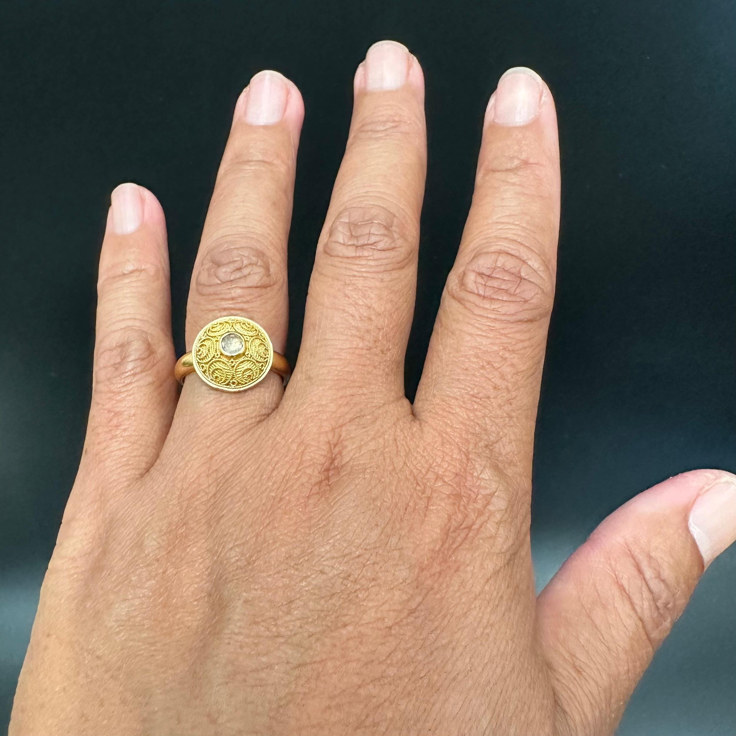 Steven Battelle 0.2 Carats Diamond 22K Gold Ring For Sale 4