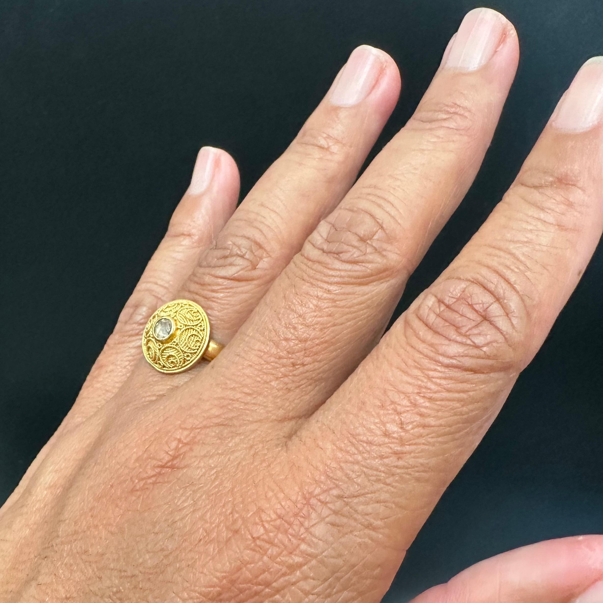 Steven Battelle 0.2 Carats Diamond 22K Gold Ring For Sale 5