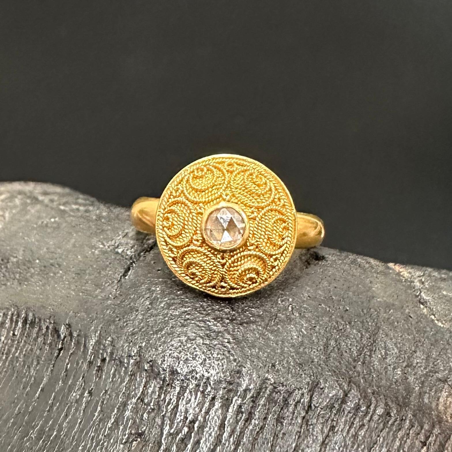 Steven Battelle 0.2 Carats Diamond 22K Gold Ring In New Condition For Sale In Soquel, CA
