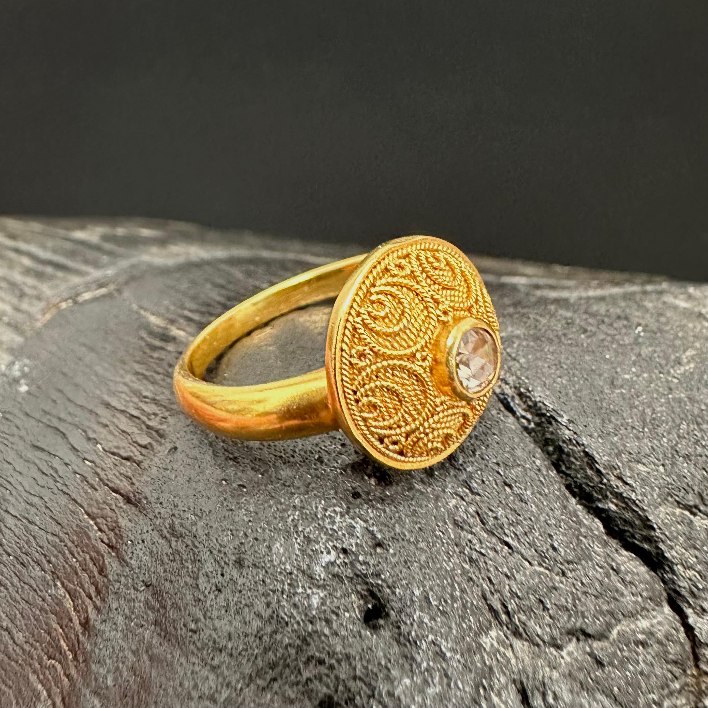 Steven Battelle 0.2 Carats Diamond 22K Gold Ring For Sale 1