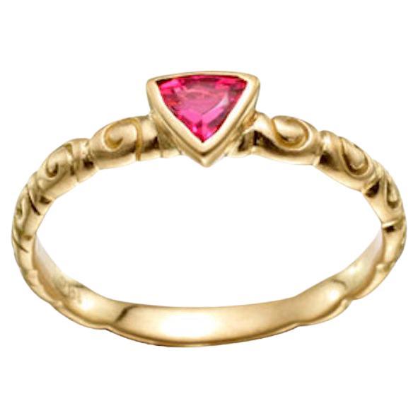 Steven Battelle 0.3 Carats Trillium Pink Tourmaline 18K Gold Ring For Sale