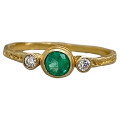 Steven Battelle 0,5 Karat Smaragd und Diamant 18K Gold Ring