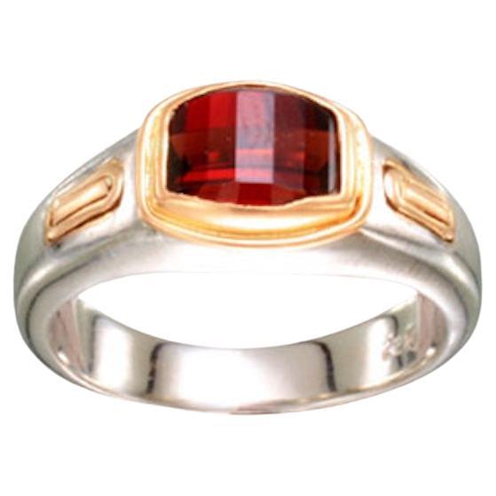 Steven Battelle 0.5 Carats Mozambique Garnet 14K White 18K Yellow Gold Ring For Sale