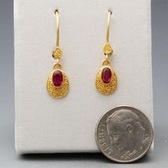 Steven Battelle 0.6 Carat Ruby 22k Gold Wire Earrings