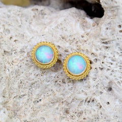 Steven Battelle 0.6 Carats Ethiopian Opal 18K Gołd Post Earrings
