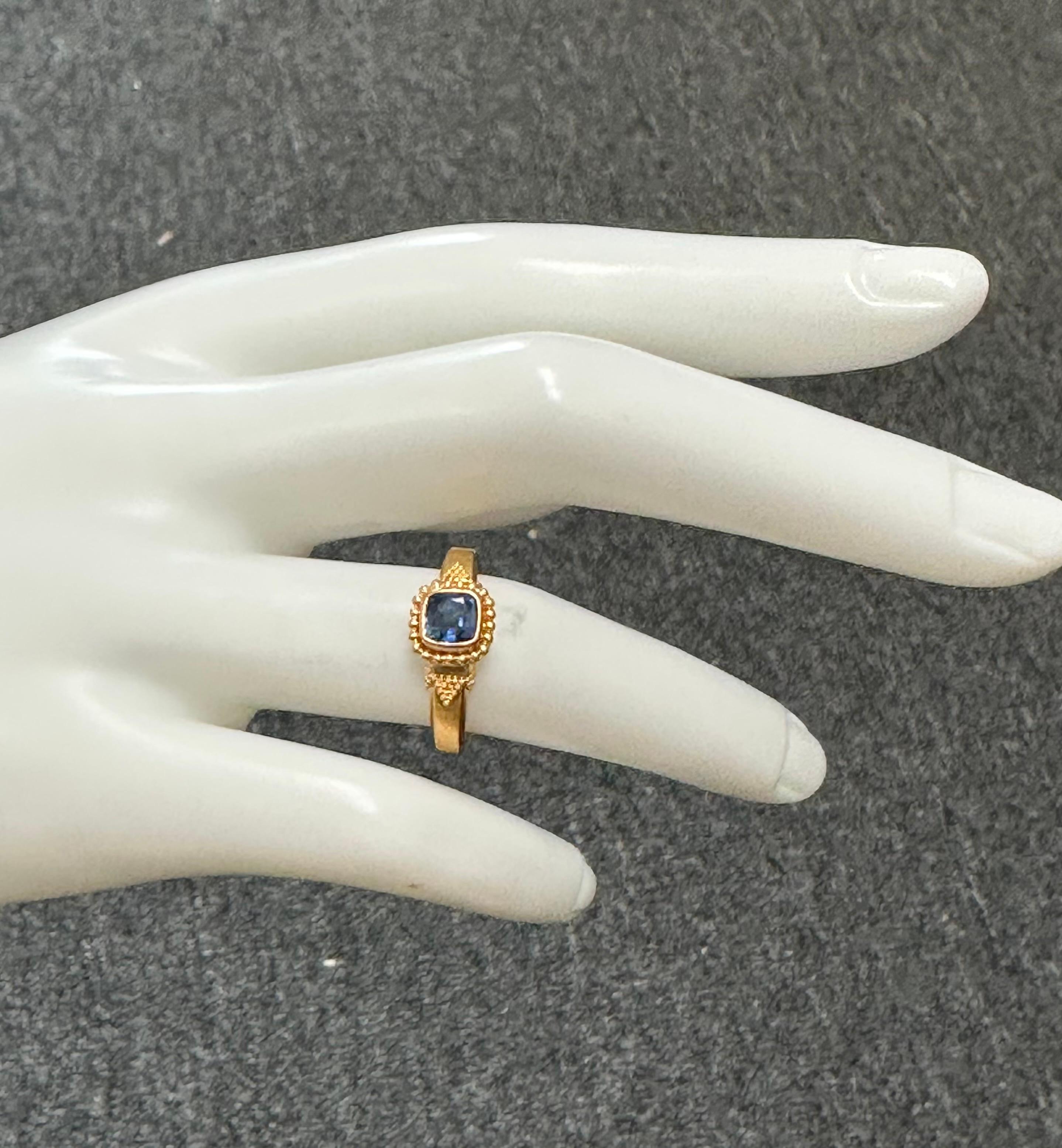 Steven Battelle 0.7 Carats Blue Sapphire 22k Gold Ring In New Condition In Soquel, CA