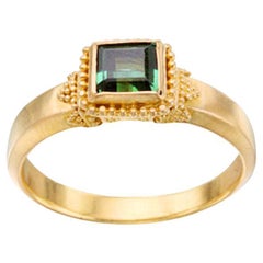 Steven Battelle Bague en or 22 carats avec tourmaline verte de 0,7 carat