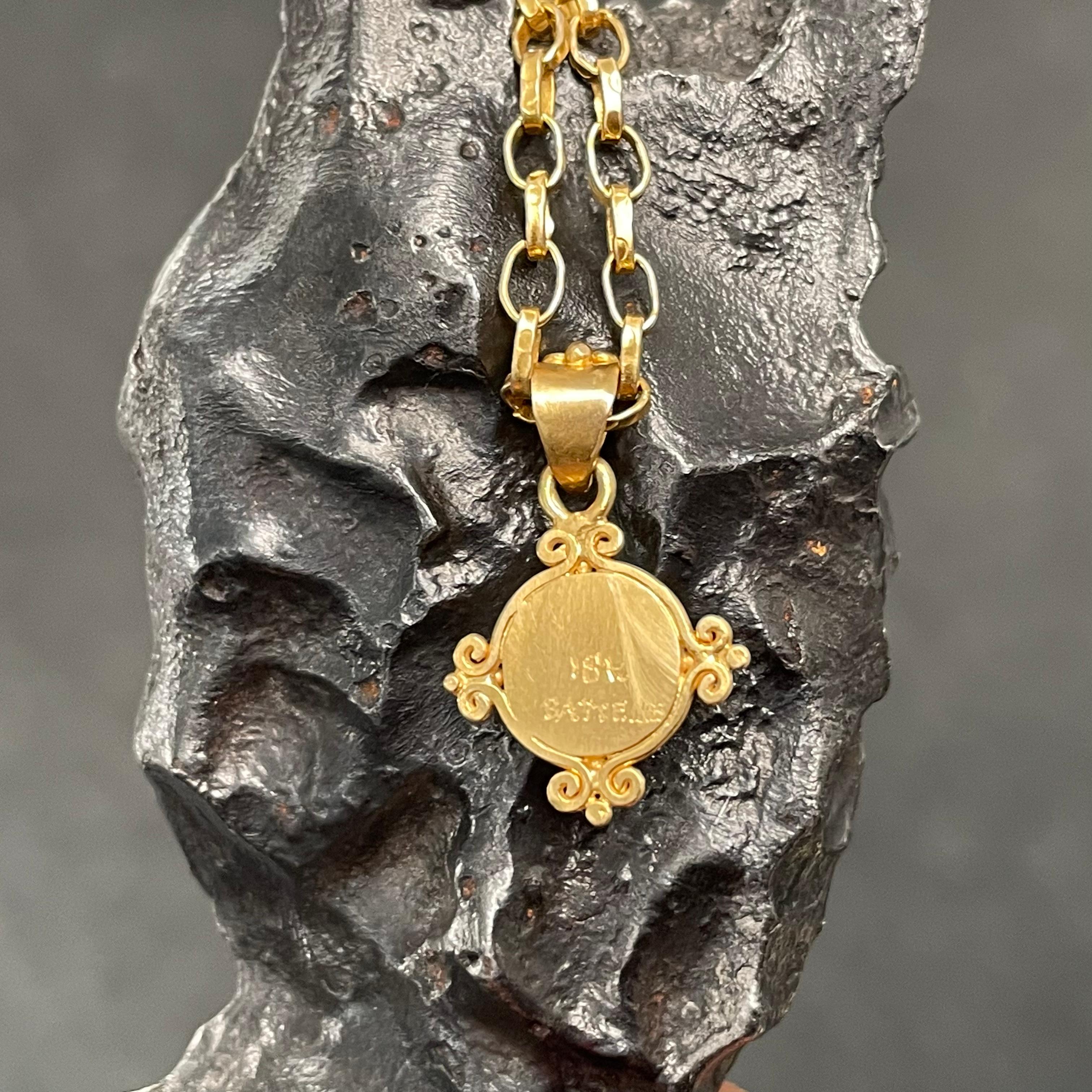 Women's or Men's Steven Battelle 0.8 Carats Ethiopian Opal 18K Gold Pendant For Sale